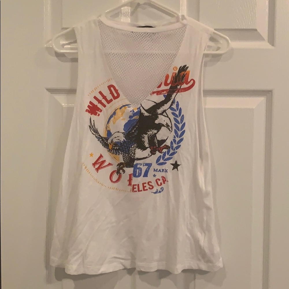 White Graphic Tank Top
